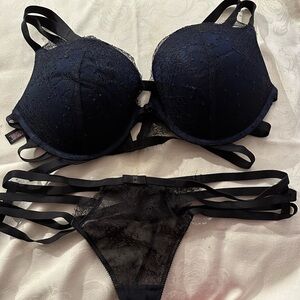 Victoria's Secret Midnight Blue Lace Bra and Panty Set